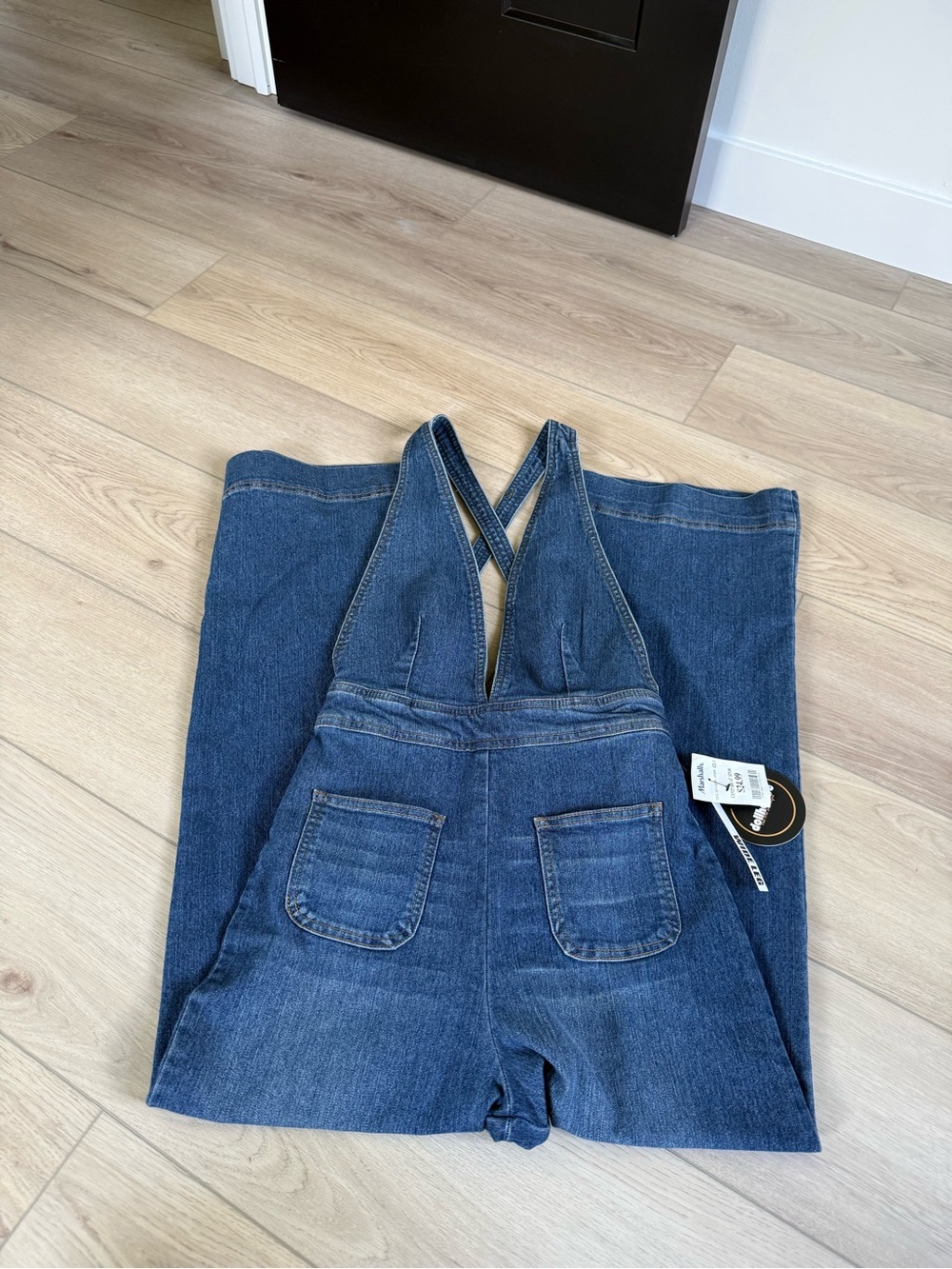 Denim Jumpsuit with Cross-Back Straps